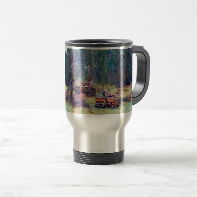 Caneca Térmica Carvoeiros Rachadores de Lenha Tom Roberts 1886  (Frente Esquerda)