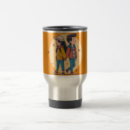 Caneca Térmica Casal com as mãos caminhando juntas no outono
