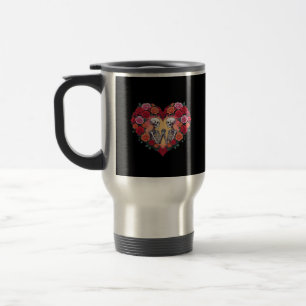 Caneca Térmica Casal De Esqueleto Segurando As Mãos Dentro A Cora