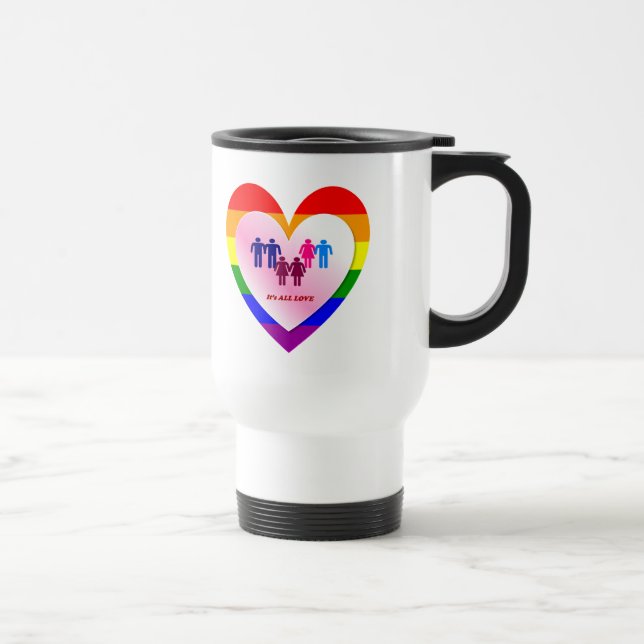 Caneca Térmica Casal do coração do Orgulho Todo-Amor (Direita)