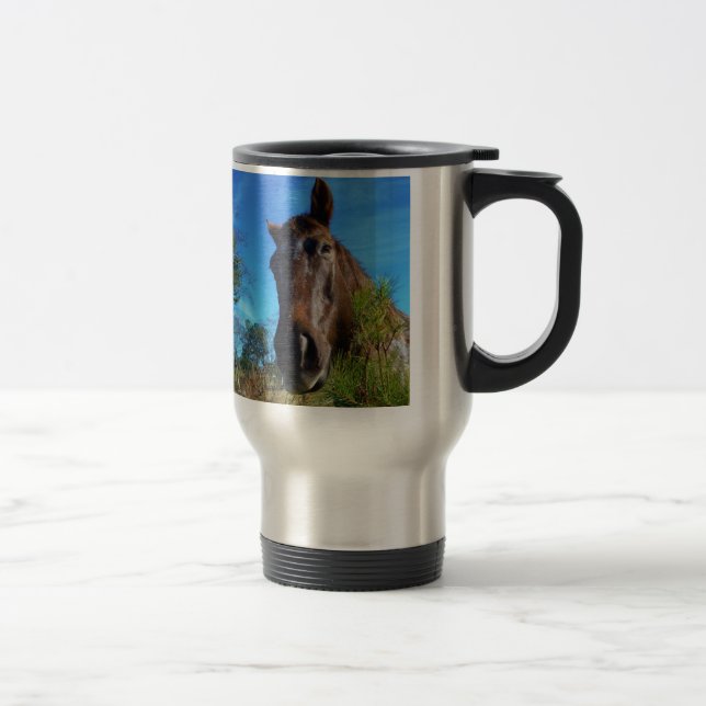 Caneca Térmica Castanho e Creme Corante Canto Azul (Direita)
