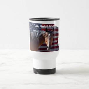 Caneca Térmica Cavalo americano e bandeira de um quarto -