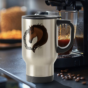 Caneca Térmica Cavalo Celta Círculo de Nós Amarelos Equino Mítico