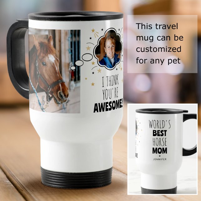 Caneca Térmica Cavalo Divertido Que Mamãe Pensou Que Teria Foto D (Criador carregado)