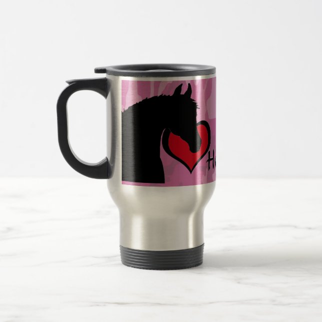 Caneca Térmica Cavalo do Coração (camo rosa) (Esquerda)