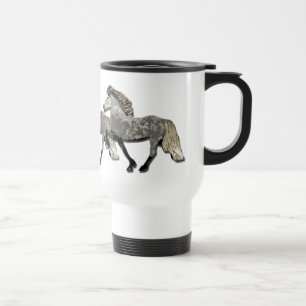 Caneca Térmica Cavalo Islandês Cinza Manchado Art Déco Astrid