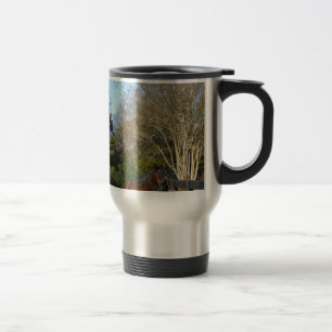 Caneca Térmica Cavalo Marrom Contra uma Cerca