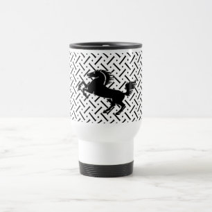 Caneca Térmica Cavalo Xadrez Branco E Preto