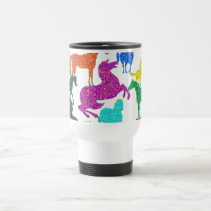 Caneca Térmica Cavalos Arco-Íris - "Dotty sobre Cavalos!"