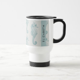 Caneca Térmica Cavalos Tropicais, Padrão De Cavalo-Marinho, Seu N