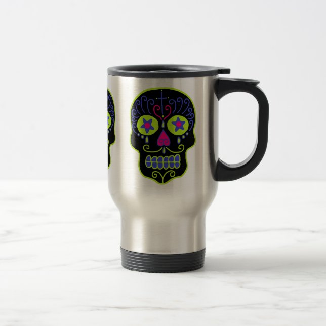 Caneca Térmica Caveira de Açúcar Preto (Direita)