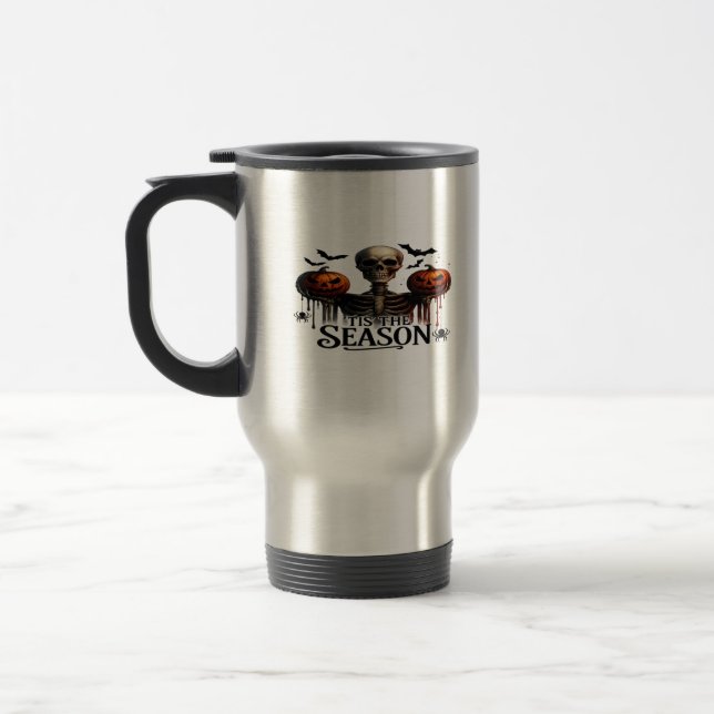 Caneca Térmica Caveira de Esqueleto de Halloween (Esquerda)