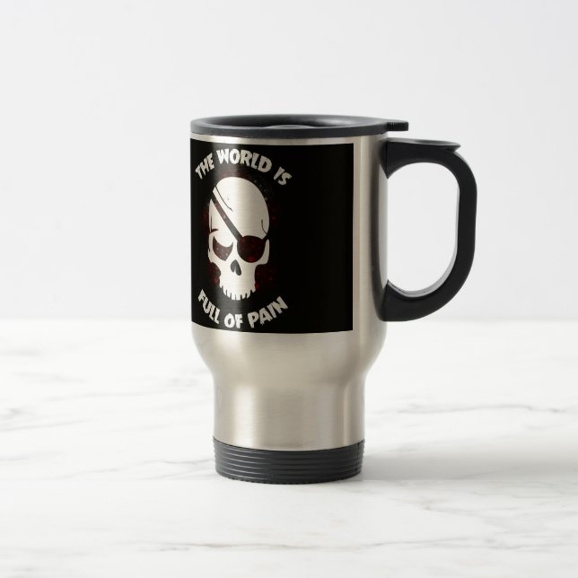 Caneca Térmica Caveira do Halloween Preto Escuro (Direita)