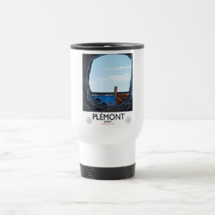 Caneca Térmica Cavernas de Plémont, Jersey cartaz de viagem vinta