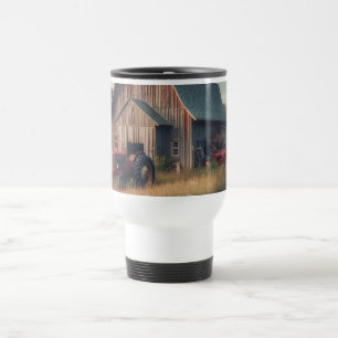 Caneca Térmica Celeiro rústico antigo e tratores velhos