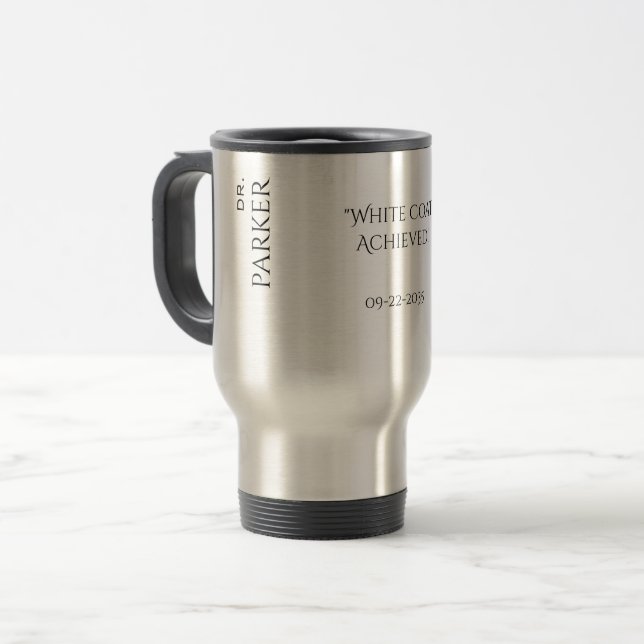 Caneca Térmica Cerimônia Personalizada de Casaco Branco Novo Médi (Frente Esquerda)