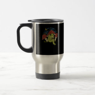Caneca Térmica Chapéu de Cogumelo de Rã Lendo Livro - Cottagecore