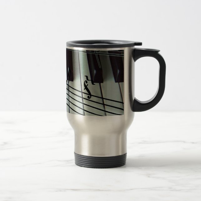 Caneca Térmica Chaves do piano e notas da música (Direita)