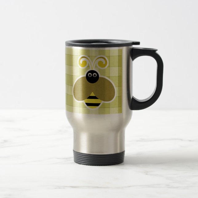 Caneca Térmica Cheques Amarelo de Abelhas de Bumble (Direita)