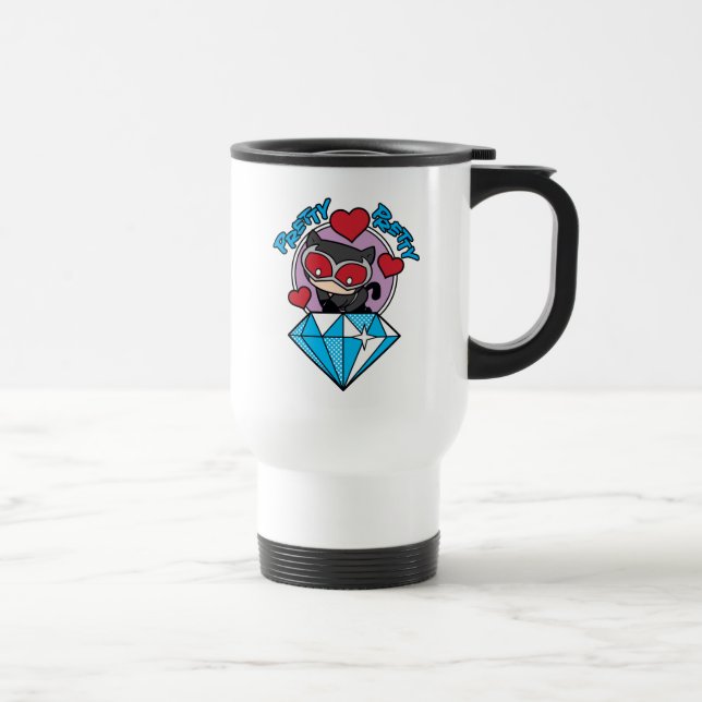 Caneca Térmica Chibi CatWomen Sentada Em Alto Diamante (Direita)