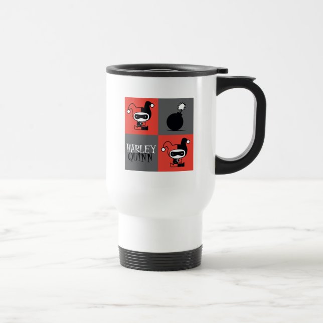 Caneca Térmica Chibi Harley Quinn Checker Patterno (Direita)
