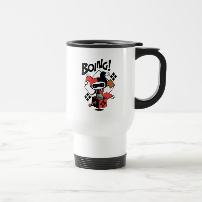 Caneca Térmica Chibi Harley-Quinn-In-A-Box Com Martelo (Direita)