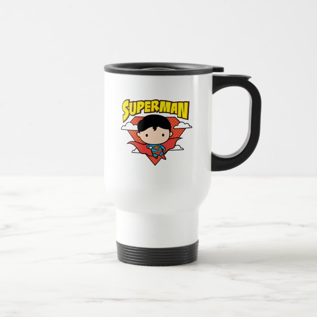 Caneca Térmica Chibi Superman Bolinhas Shield e Nome (Direita)