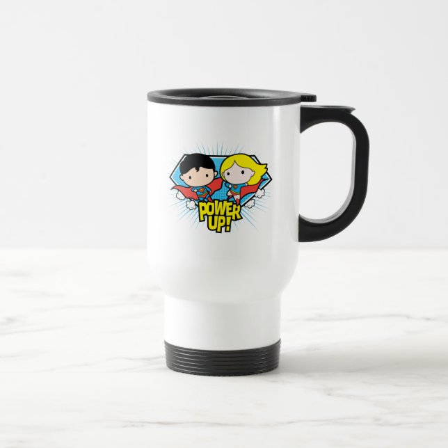 Caneca Térmica Chibi Superman e Chibi Supergirl Ligam! (Direita)