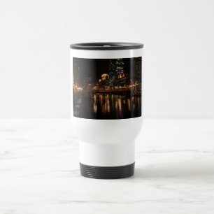 Caneca Térmica Chicago Illinois Cidade Ventosa Noturna Construind