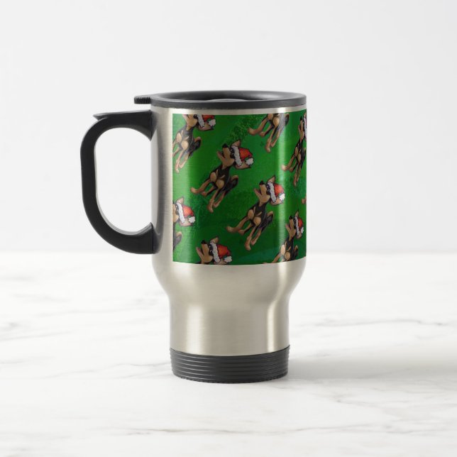 Caneca Térmica Chihuahua Christmas sobre o verde (Esquerda)