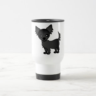 Caneca Térmica Chihuahua de cabelos compridos do preto bonito dos