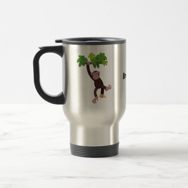 Caneca Térmica Chimpanzé bonito na selva pendurada em desenho ani (Esquerda)