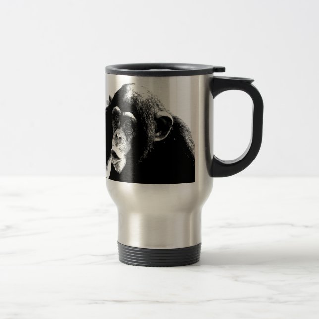Caneca Térmica Chimpanzé Branco Preto (Direita)