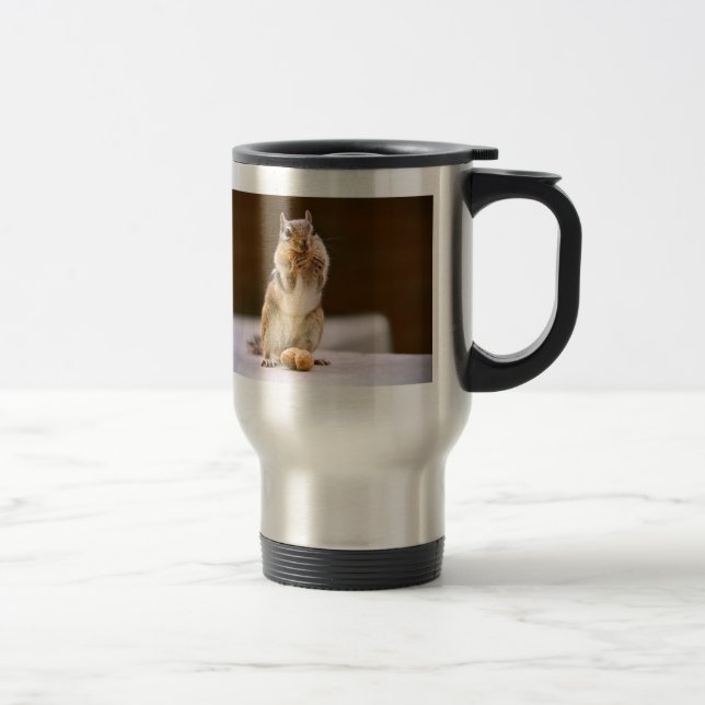 Caneca Térmica Chipmunk bonito que come um amendoim (Direita)