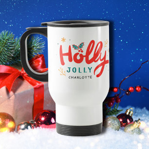 Caneca Térmica Christmas Holly Jolly Fun Winter Personalization N