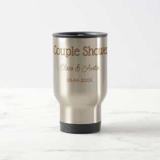 Caneca Térmica chuva de presentes casal nome data marrom rosa pas