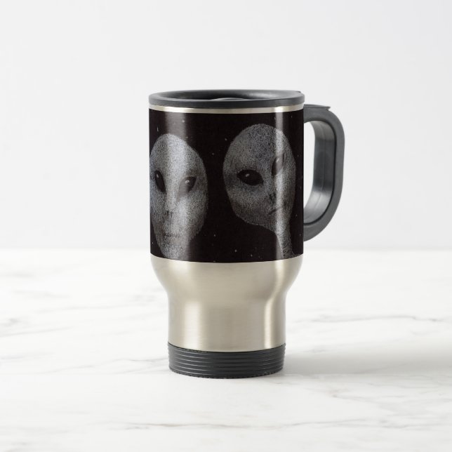 Caneca Térmica Cinza alienígena (Frente Esquerda)