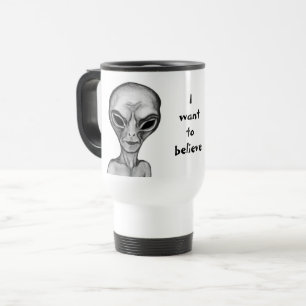 Caneca Térmica Cinza Alienígena, quero acreditar
