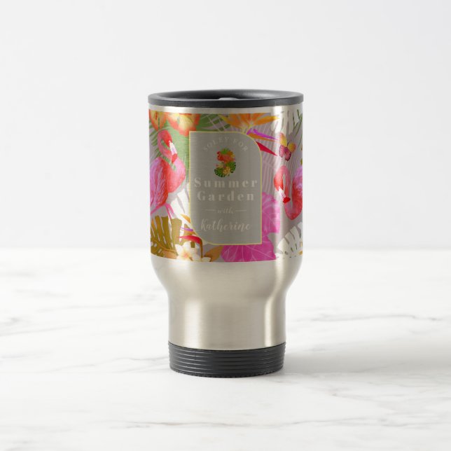 Caneca Térmica Cinza Flamingo Garden (Centro)