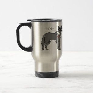 Caneca Térmica Cinza lobo com ilustração de desenho animado
