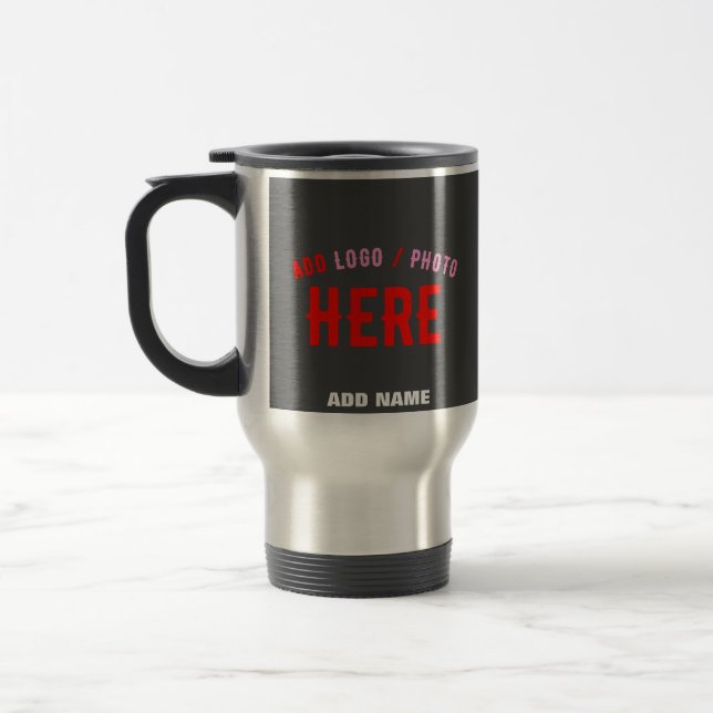 CANECA TÉRMICA CINZA PERSONALIZÁVEL MODERNA COM MARCA VERIFICADA (Esquerda)