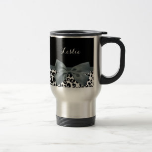 Caneca Térmica Cinza Sofisticado De Impressão Leopard Arco Com N