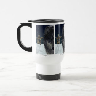 Caneca Térmica Cinza Wolf & Inukshuk Bebendo Mug