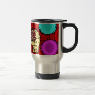 Caneca Térmica Círculos Concentrados de Elefante Vermelho Funky 