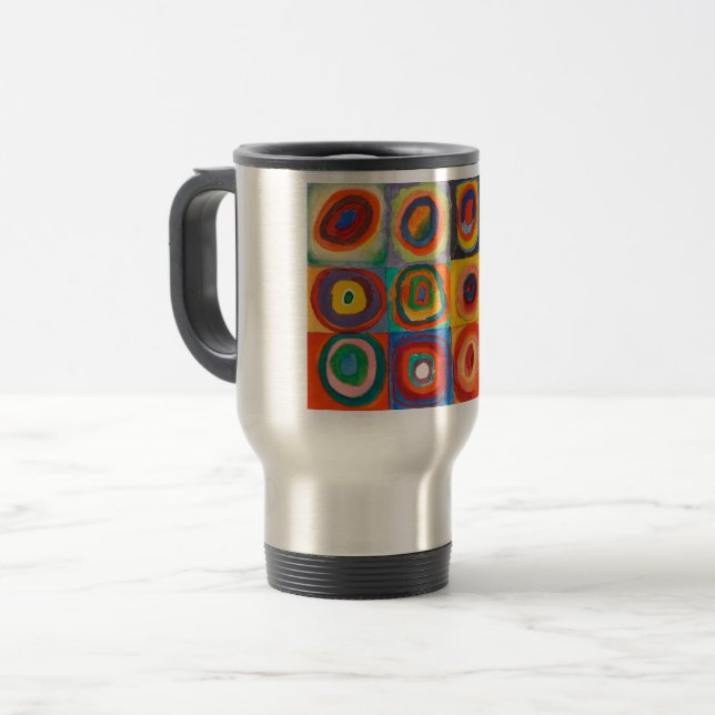 Caneca Térmica Círculos Concentrados Quadrados de Kandinsky (Frente Esquerda)