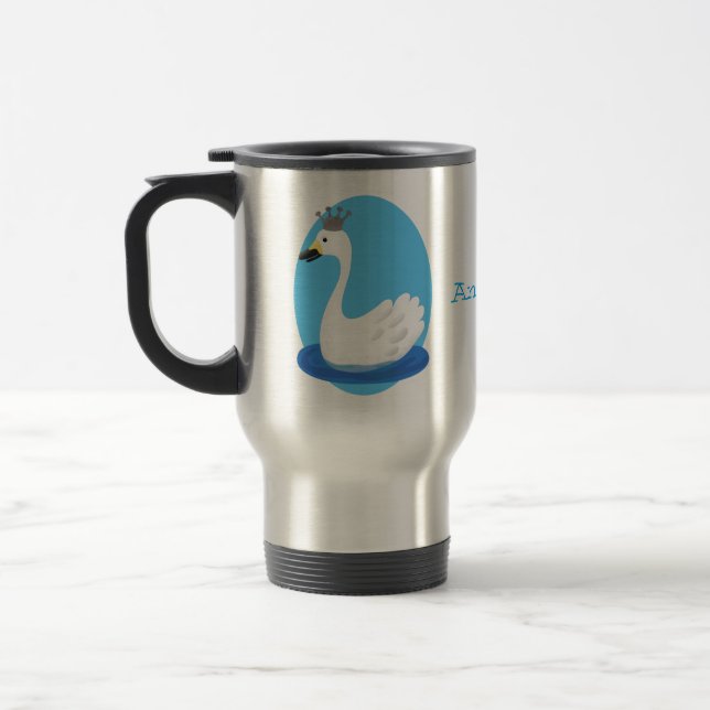 Caneca Térmica Cisne branco bonito com desenho animado (Esquerda)