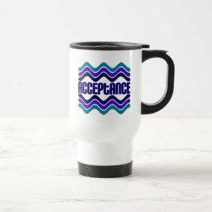 Caneca Térmica Citação de Aceitação no Gráfico Verde Roxo Azul