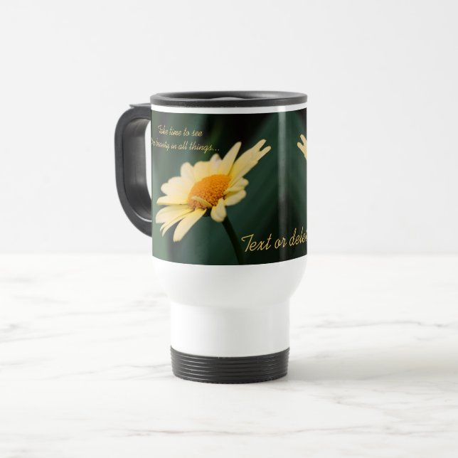 Caneca Térmica Citação de Beleza Inspirativa Daisy (Frente Esquerda)