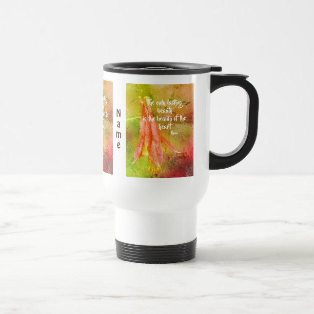 Caneca Térmica Citação de Rumi Inspiracional Columbine de Beleza  (Direita)