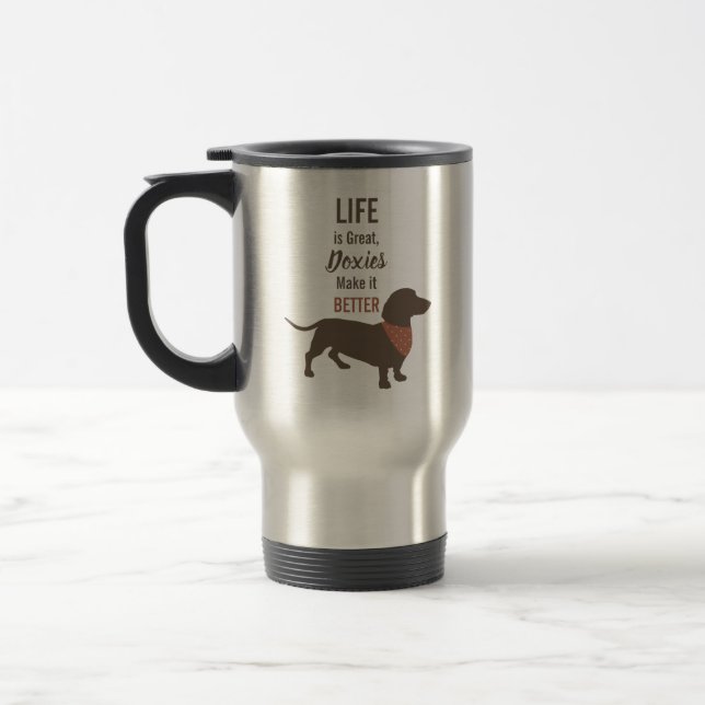Caneca Térmica Citação personalizada de Dachshund Silhouette mini (Esquerda)